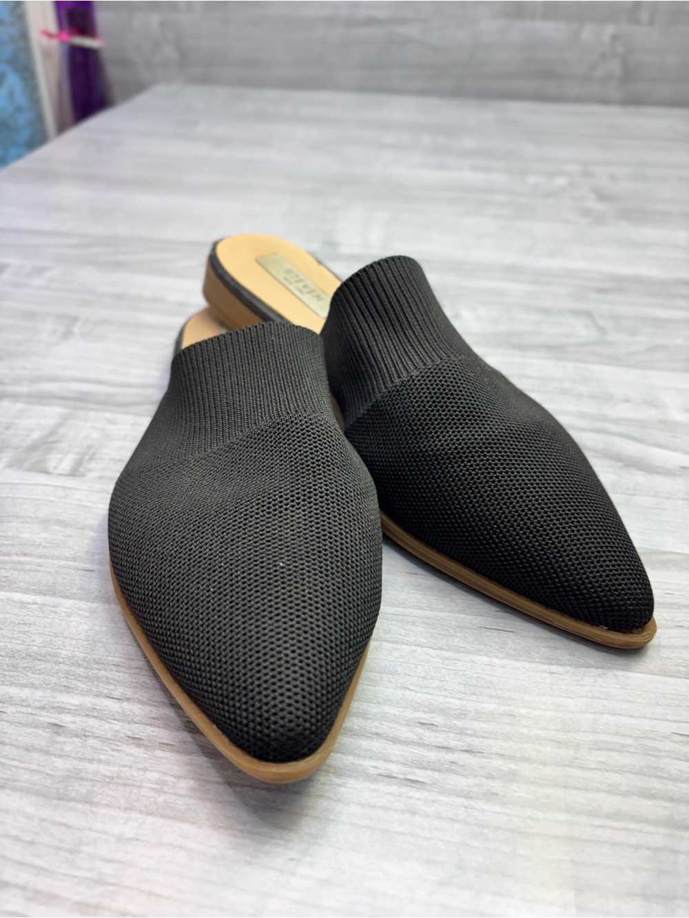 Steven By Steve Madden Black Knit Pointed Slip-On Mules size 9